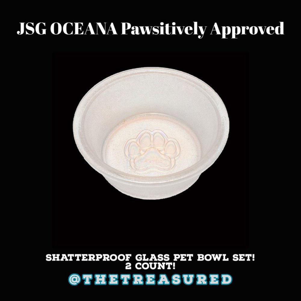 JSG Oceana Pawsitively Approved 2 bowl set MEDIUM